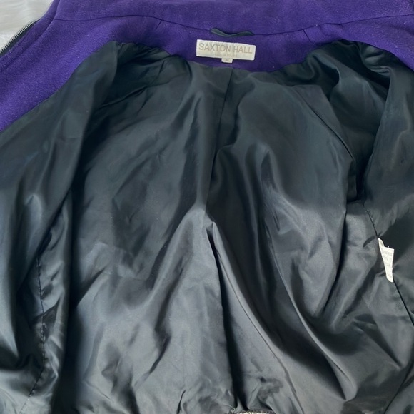 Vintage Saxton Hall Purple Wool Blend Zip Up Bomber Jacket Size Small - Picture 6 of 6
